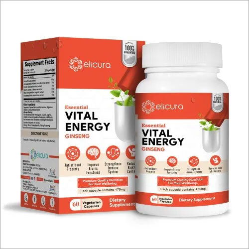 Ginseng Capsules - Elicura Vital Energy (60 Veg Capsules)