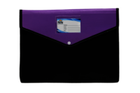Document Bags - Polypropylene, 12 X 15 Inches, Purple, 100 Sheet Capacity, Snap Button Closure, 1 Front Pocket