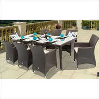 Outdoor Wicker Dining Set - Wicker Material, Eight-seater Rectangle Design, Brown Color | Modern Appearance, Eco-friendly, Durable, No Assembly Required, Ideal For Hotels And Holiday Resorts