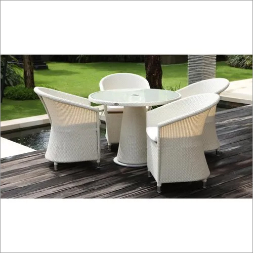 Outdoor White Wicker Dining Set No Assembly Required at Best Price in