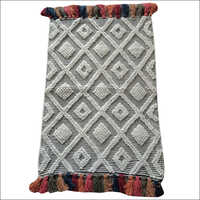 Light Grey Pure Cotton Handloom Rugs Design: Modern