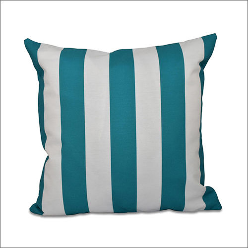 White Blue Handwoven Cushion