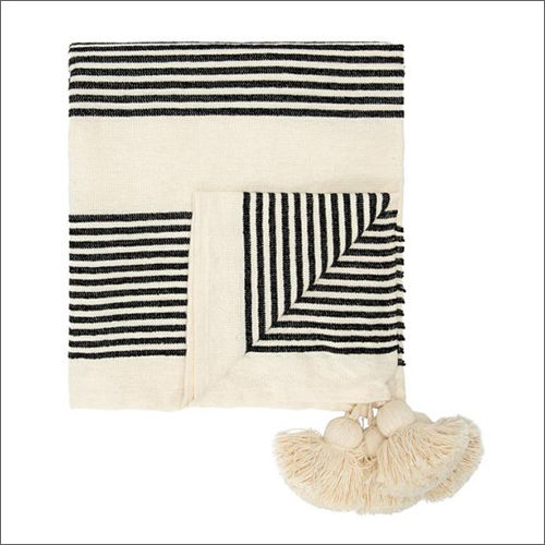 Black Stripes Cream Cotton Handwoven Throws