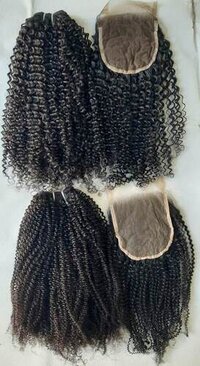 Kinky Curly Human Hair Extensions an lace closure