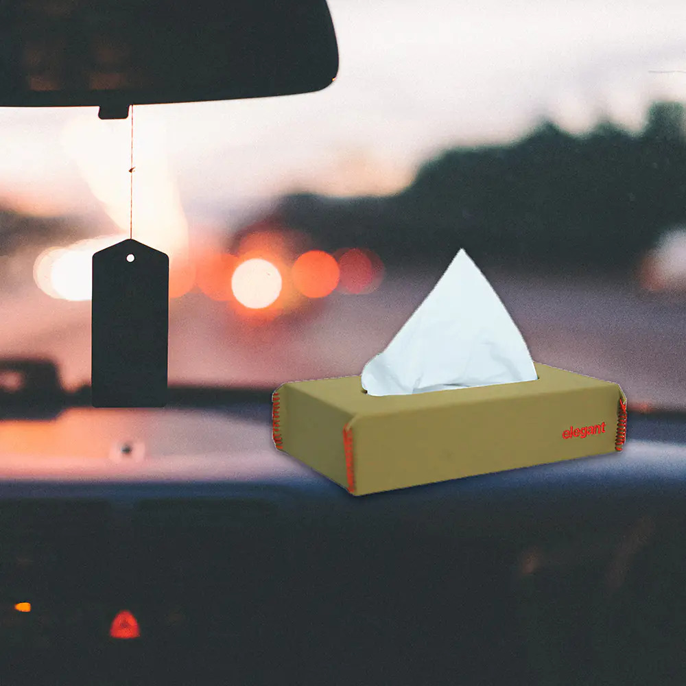 Nappa Leather Tissue Box Plain