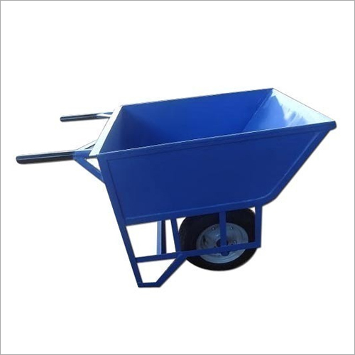 Single Wheel Barrow - Mild Steel Blue Color Powder Coated Finish | Manual Operation Industrial Usage Two Robust Handles