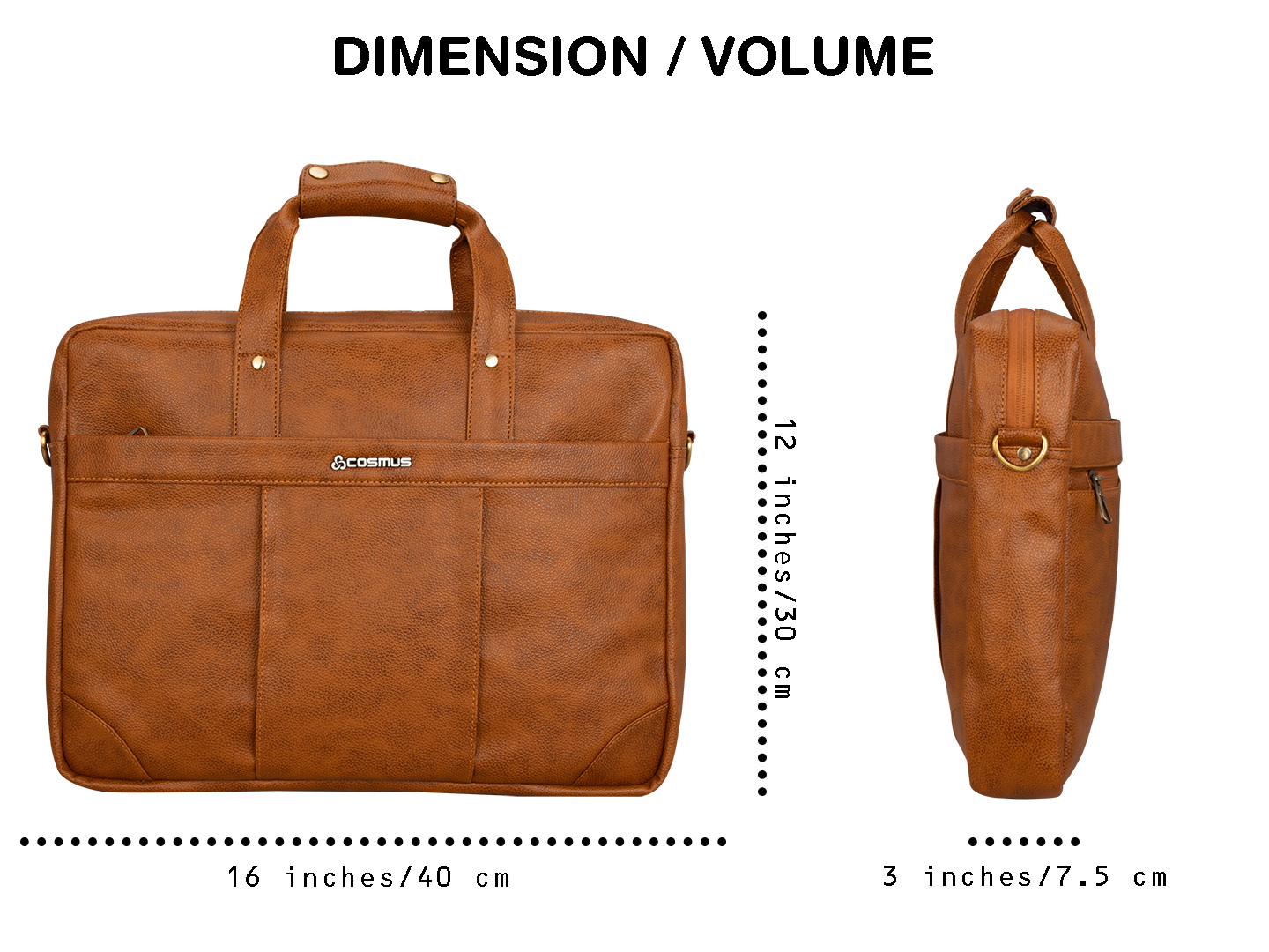 Cosmus Signet Tan Leather Laptop Messenger Office Bag