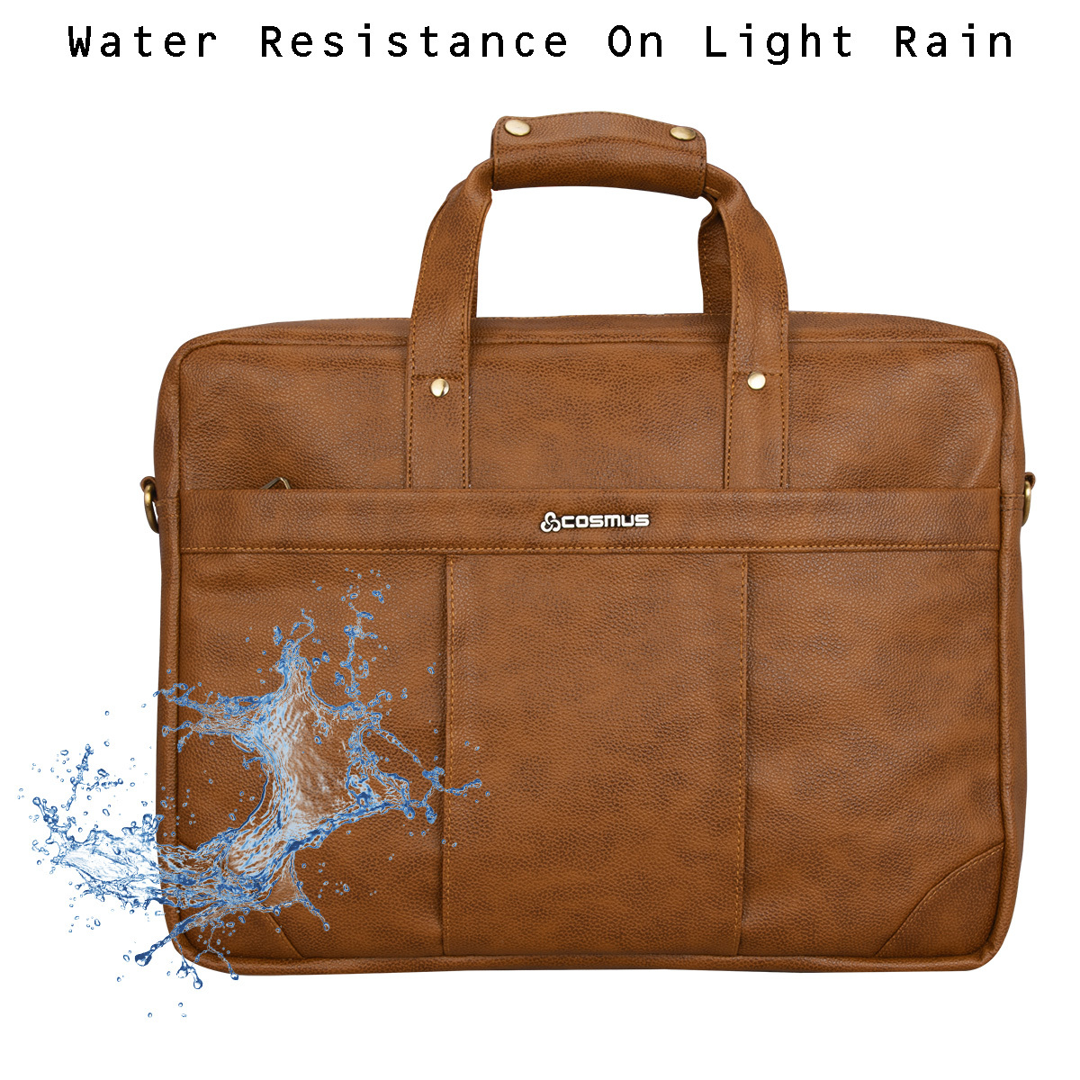 Cosmus Signet Tan Leather Laptop Messenger Office Bag