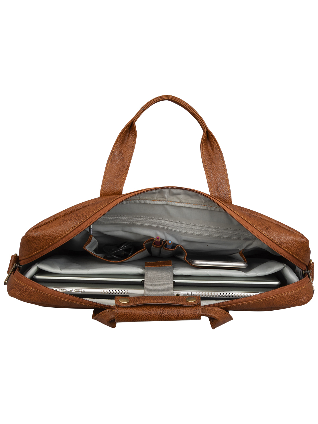 Cosmus Signet Tan Leather Laptop Messenger Office Bag