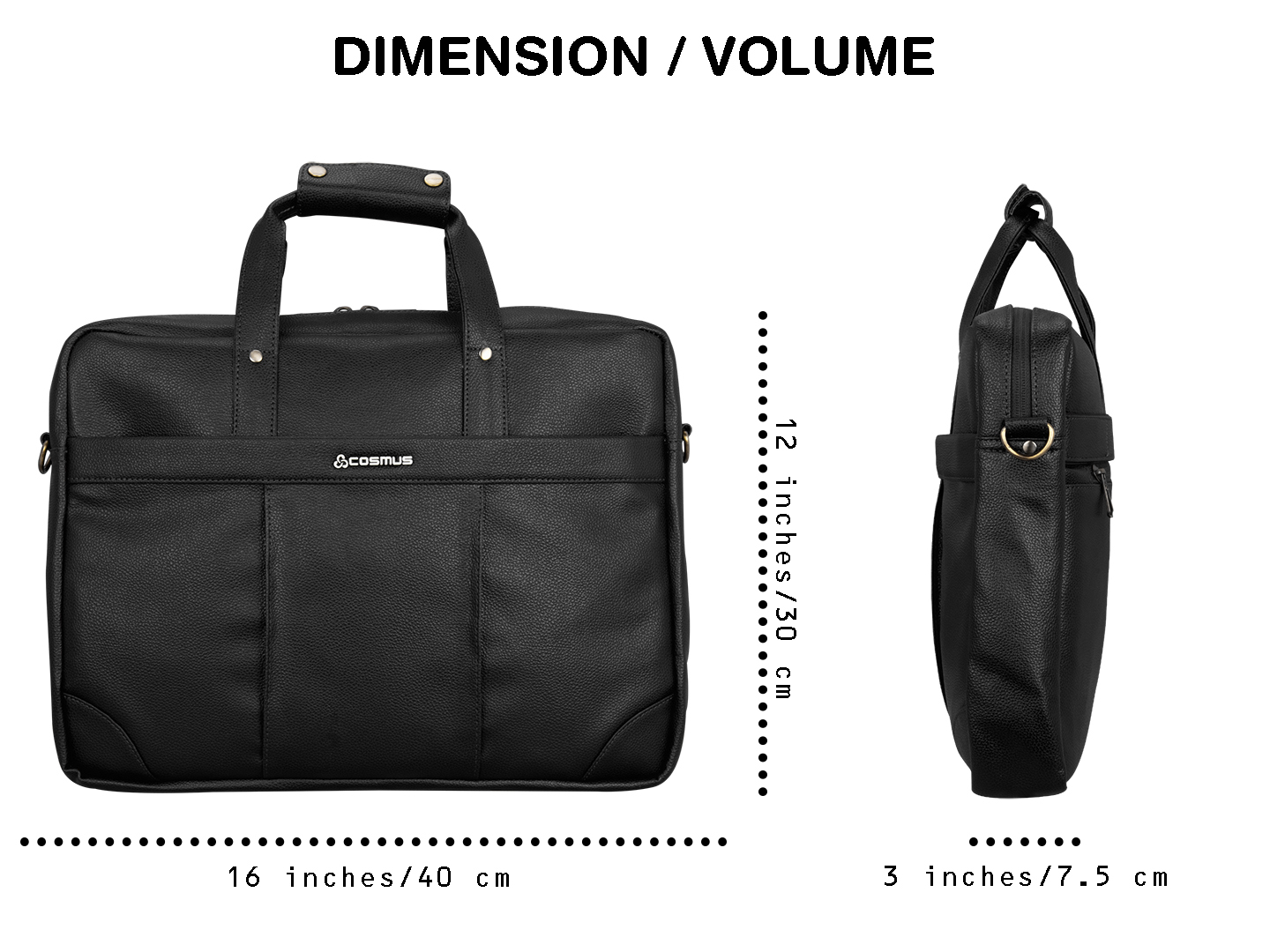 PU Leather Laptop Messenger Office Bag Cosmus Signet Black