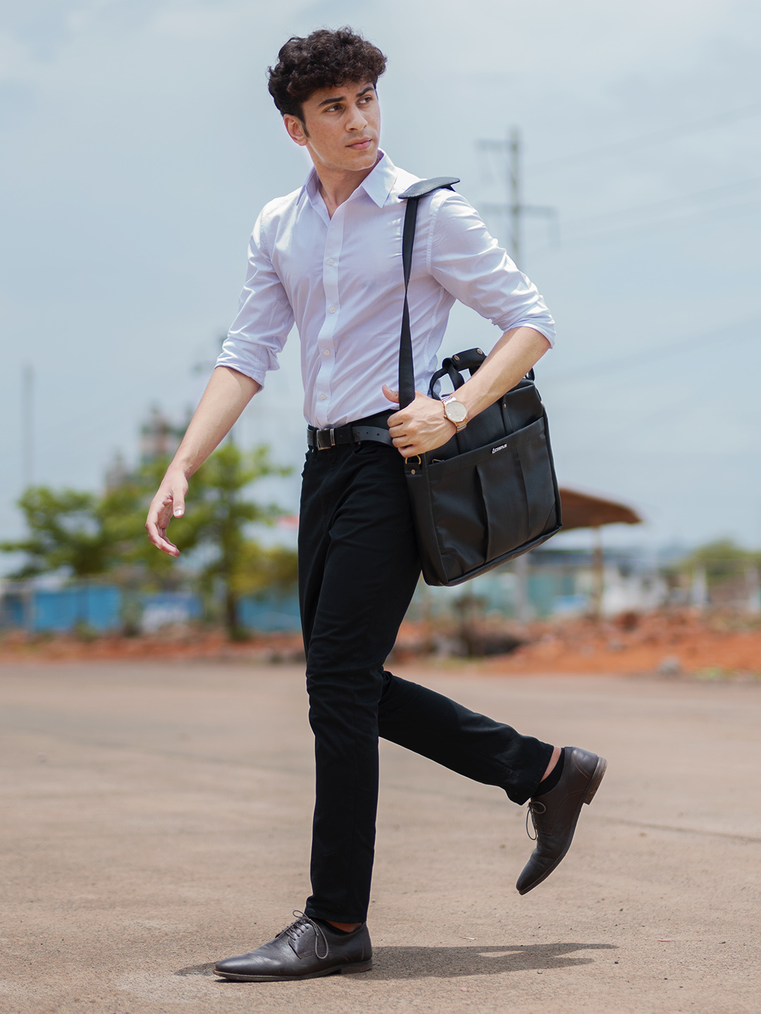 PU Leather Laptop Messenger Office Bag Cosmus Signet Black