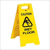 Caution Sign Stand - Plastic Material, Yellow Color | Safety Warning Function