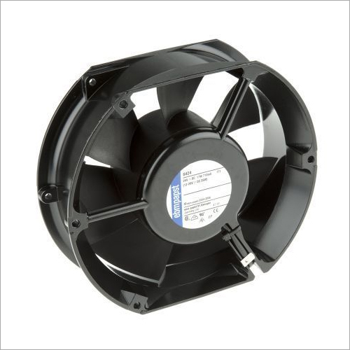 6424H EBM Cooling Fan - Stainless Steel & Mild Steel | 4000 RPM, 26 Watt Power, Black Color, 2-Year Warranty