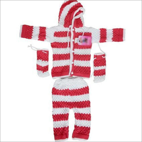 Baby Red And White Woolen Wear Suit