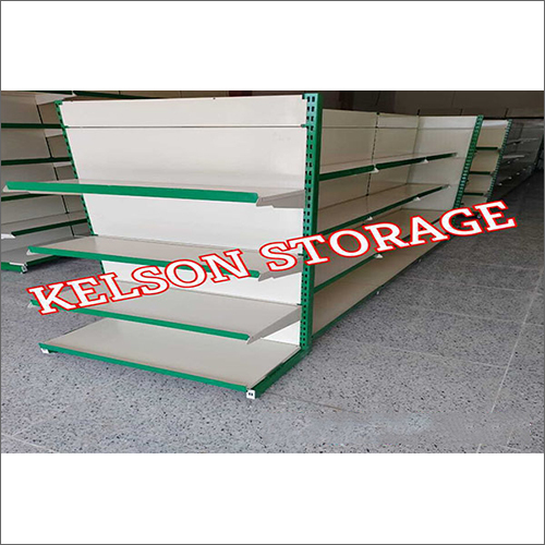 White-Green Department Display Racks