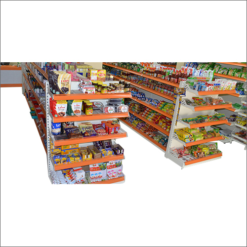 White-Orange Supermarket Display Racks