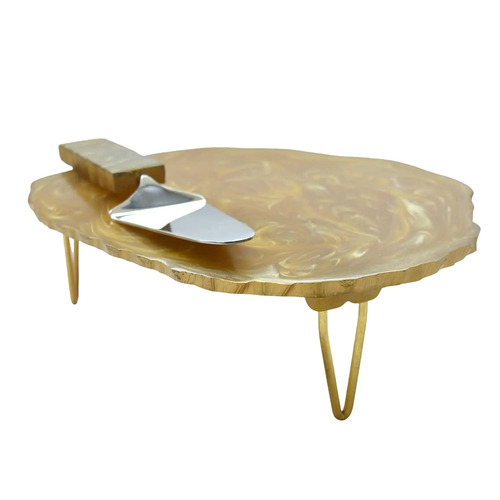Cake Stand - Treated Wood with Gold Finish | Termite-Proof, Food Grade Lacquer Coating, Includes Gold Finish Spatula