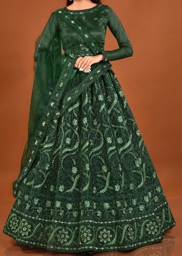 EXLCLUSIVE BRIDAL DESIGNER DARK GREEN LEHENGA CHOLI