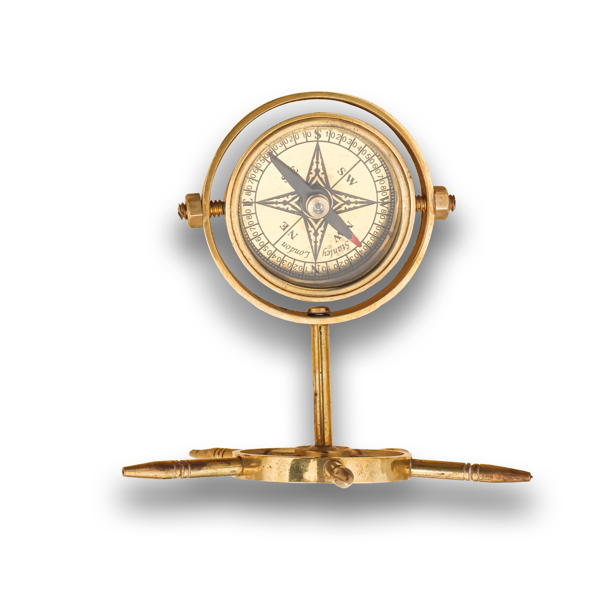 Brass Vintage Maritime Gimble Compass with wheel stand