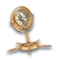 Brass Vintage Maritime Gimble Compass with wheel stand