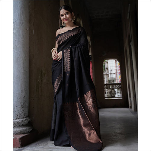 Meghbalika Black Pure Cotton Saree