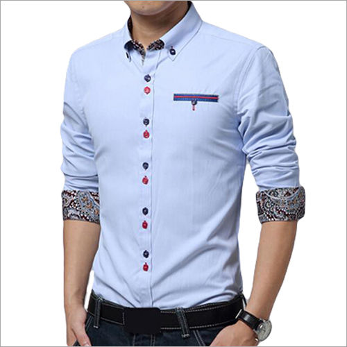 Men Cotton Printed Readymade Shirt - Collar Style: Straight