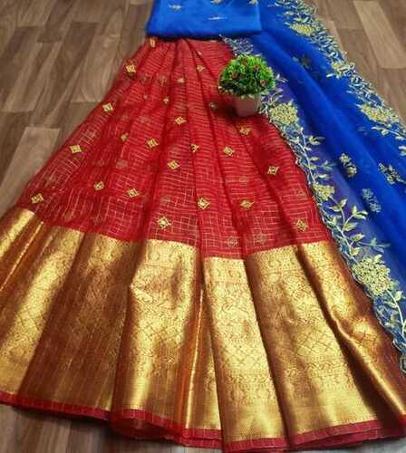 Kanchivaram cheks Zari lehnga