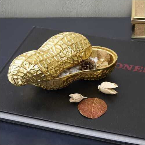 Aluminium Peanut Platter in Gold Finish Dry Fruit Tray Serving Tray Snack Tray Gift Item