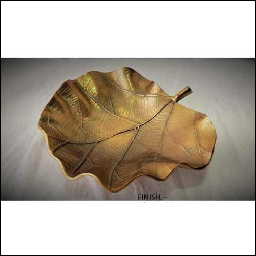 Leaf Serving Bowl Natural Brass Finish Dry Fruit Tray for Home and Office Food Serving Platter