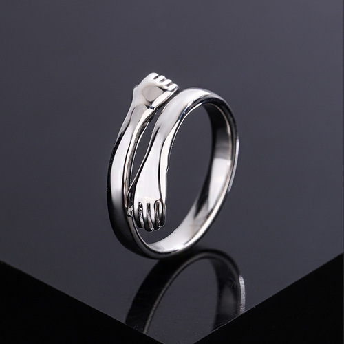 Vembley Spcial Silver Adjustable Friendship And Loved Ones Cuddle Hug Ring For Girl And Women Always Wear It All Special Days Size: Freesize