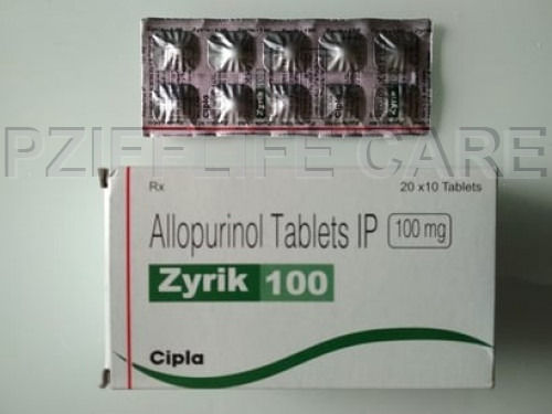 एलोप्यूरिनॉल टैबलेट सामान्य दवाएं ZYRIK 100MG