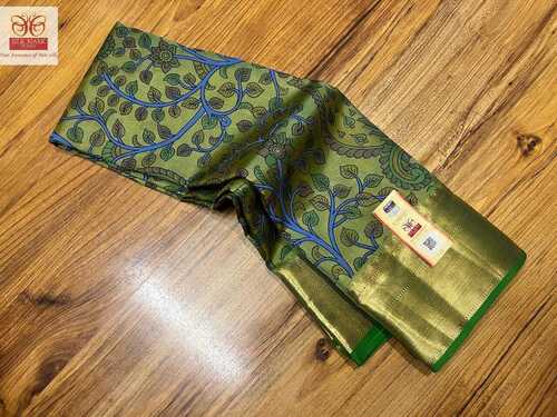 Pure Kanjivaram kalamakari new silk saree