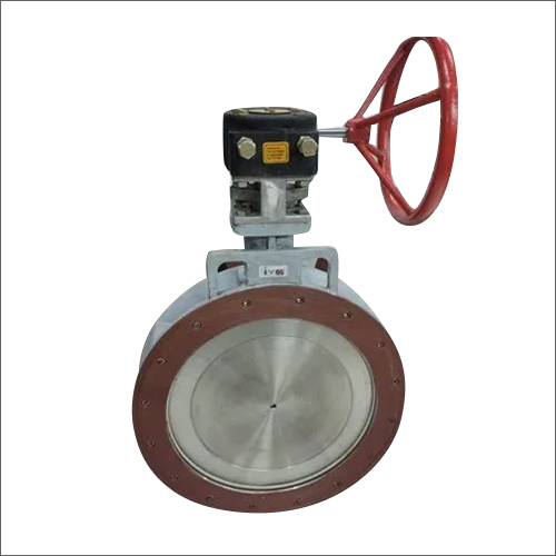 Silver And Red Cast Iron Offset Butterfly Valve