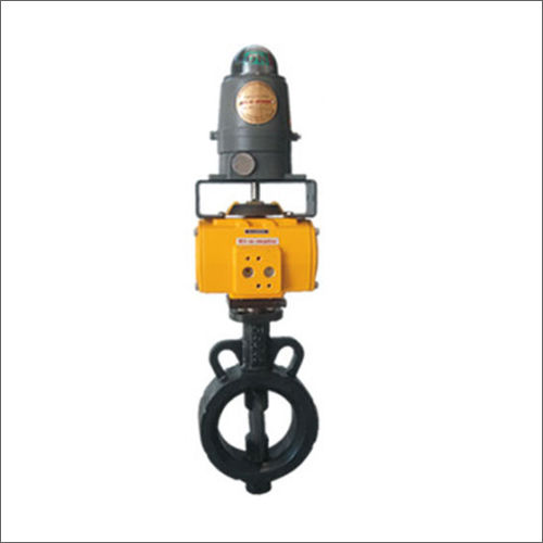 Yellow Black Flanged End Butterfly Valve