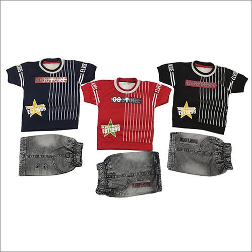 Kids Hosiery T-Shirt And Short - Textured Fabric, Sizes S-XL | Trendy Style, Washable, Ideal for Boys' Daily Comfort
