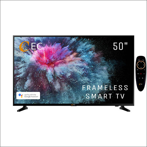 Plastic & Glass 50 Inch Led Smart Frameless Tv With Voice Remote