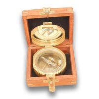 Nautical Vintage Brass Polished Compass With Box