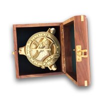 Nautical Marine Brass Sundial Compass with Box