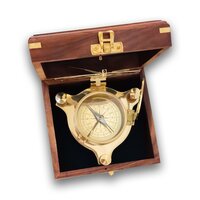 Nautical Marine Brass Sundial Compass with Box