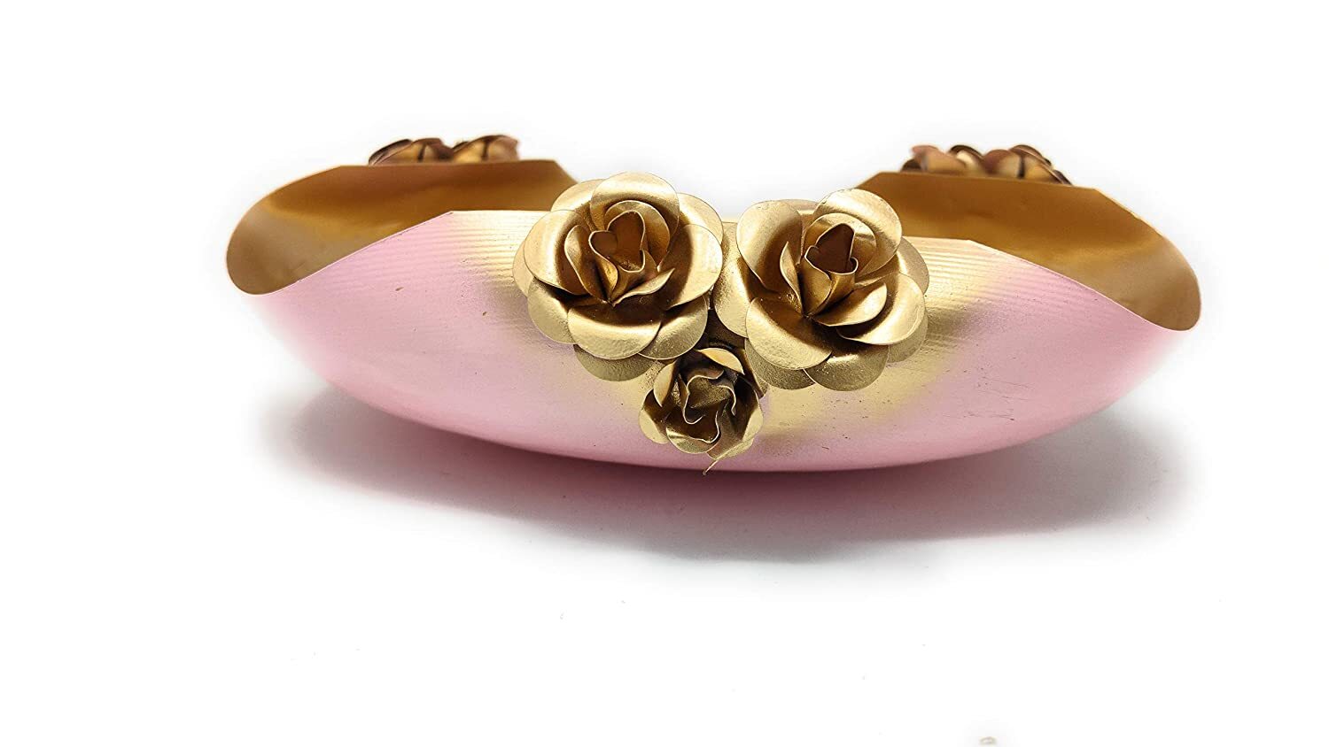 Diwali Special Table Centerpiece With Metal Decorative Urli Side Golden Rose Pot Floating Flower Potpuri Bowl For Home And Office Decor For Showpiece Pink