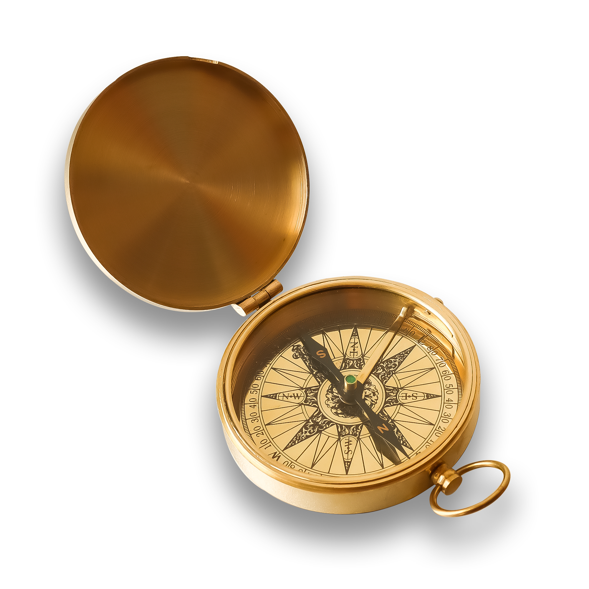 Brass Finish Flat Pocket Compass