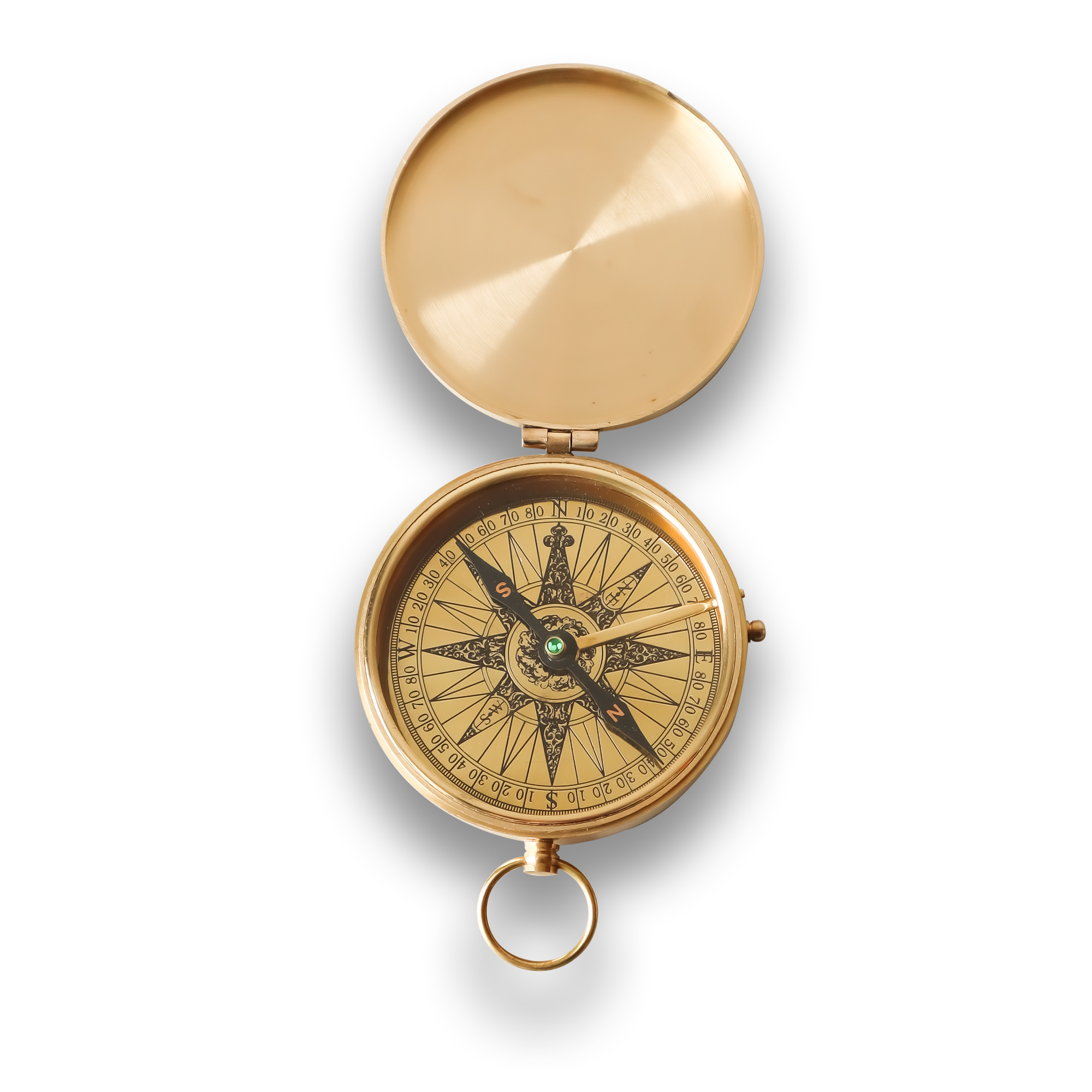 Brass Finish Flat Pocket Compass