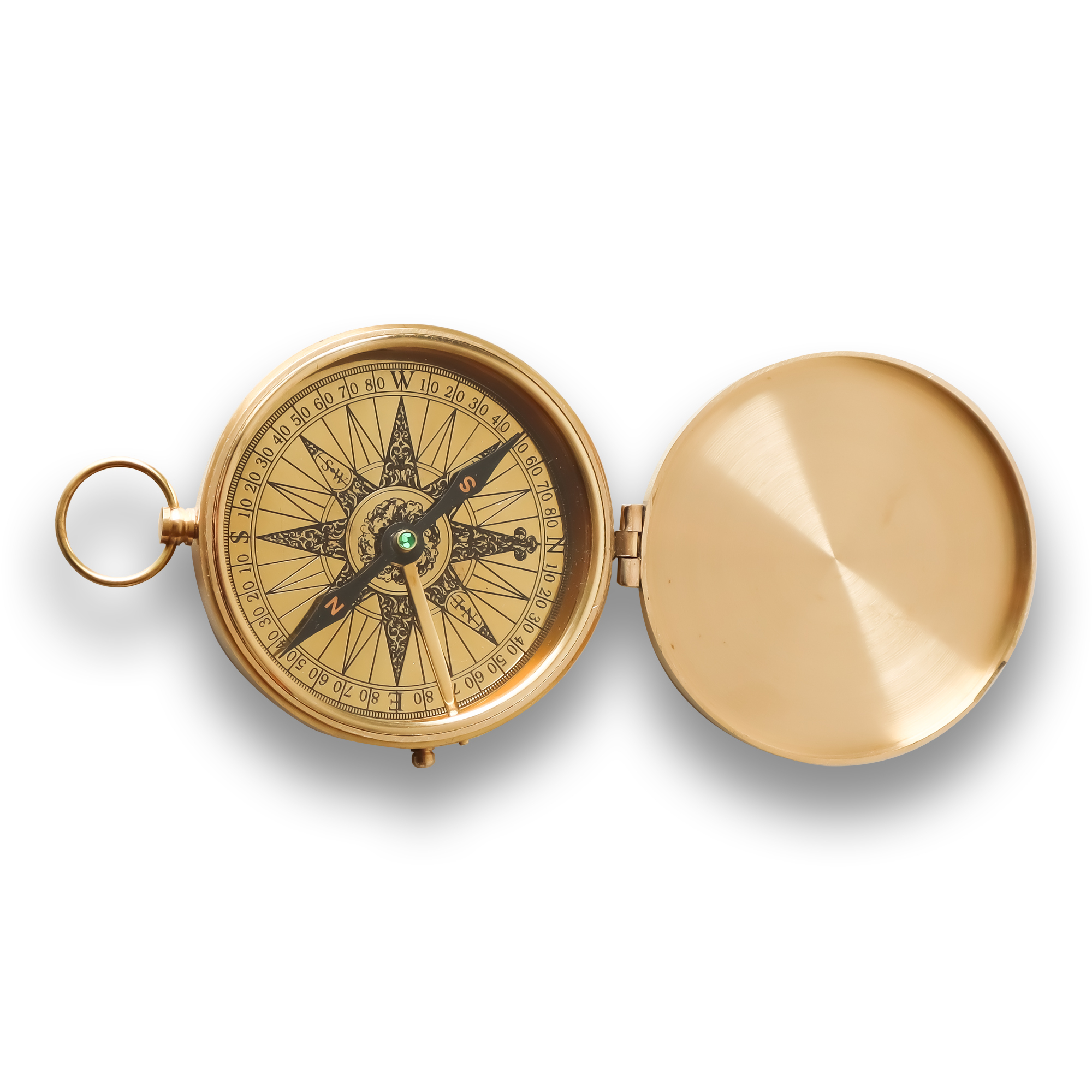 Brass Finish Flat Pocket Compass