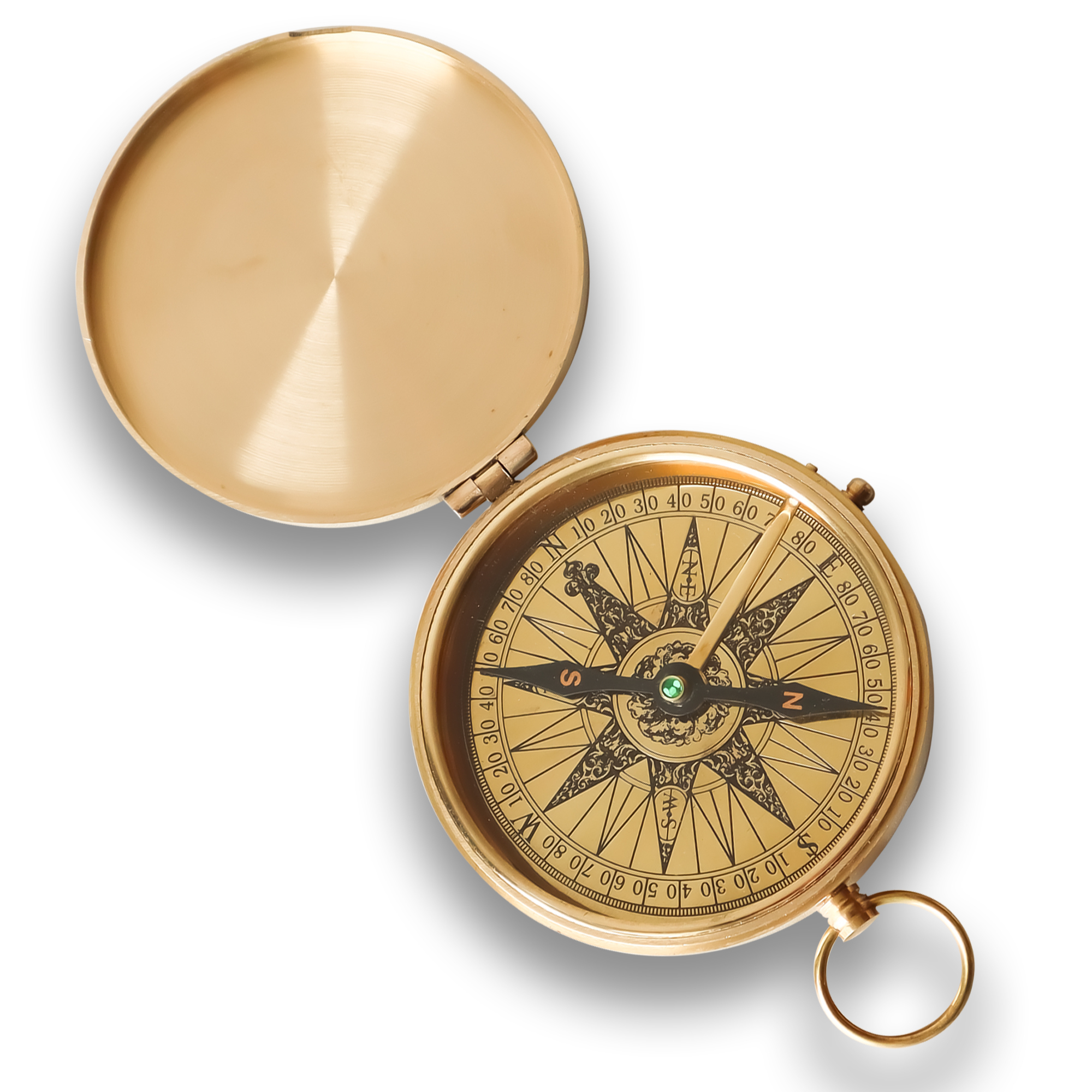 Brass Finish Flat Pocket Compass