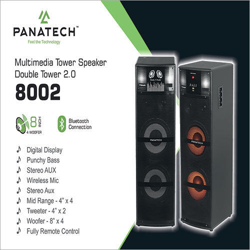 Black 8002 Multimedi Tower Speaker Double Tower 2.0