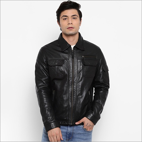 Men Black Leather Lightweight E-Dry Technology Biker Jacket