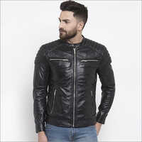 Washable Men Fancy Black Leather Jacket