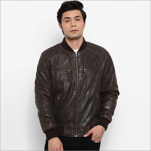 Men Brown Lightweight E-Dry Technology Leather Jacket