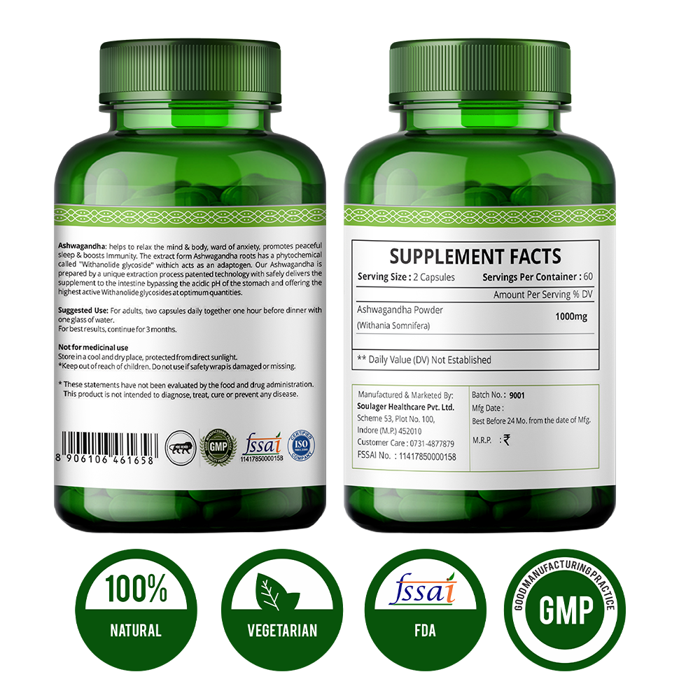 Ashwagandha Capsules 1000Mg - for Better Health Supplement
