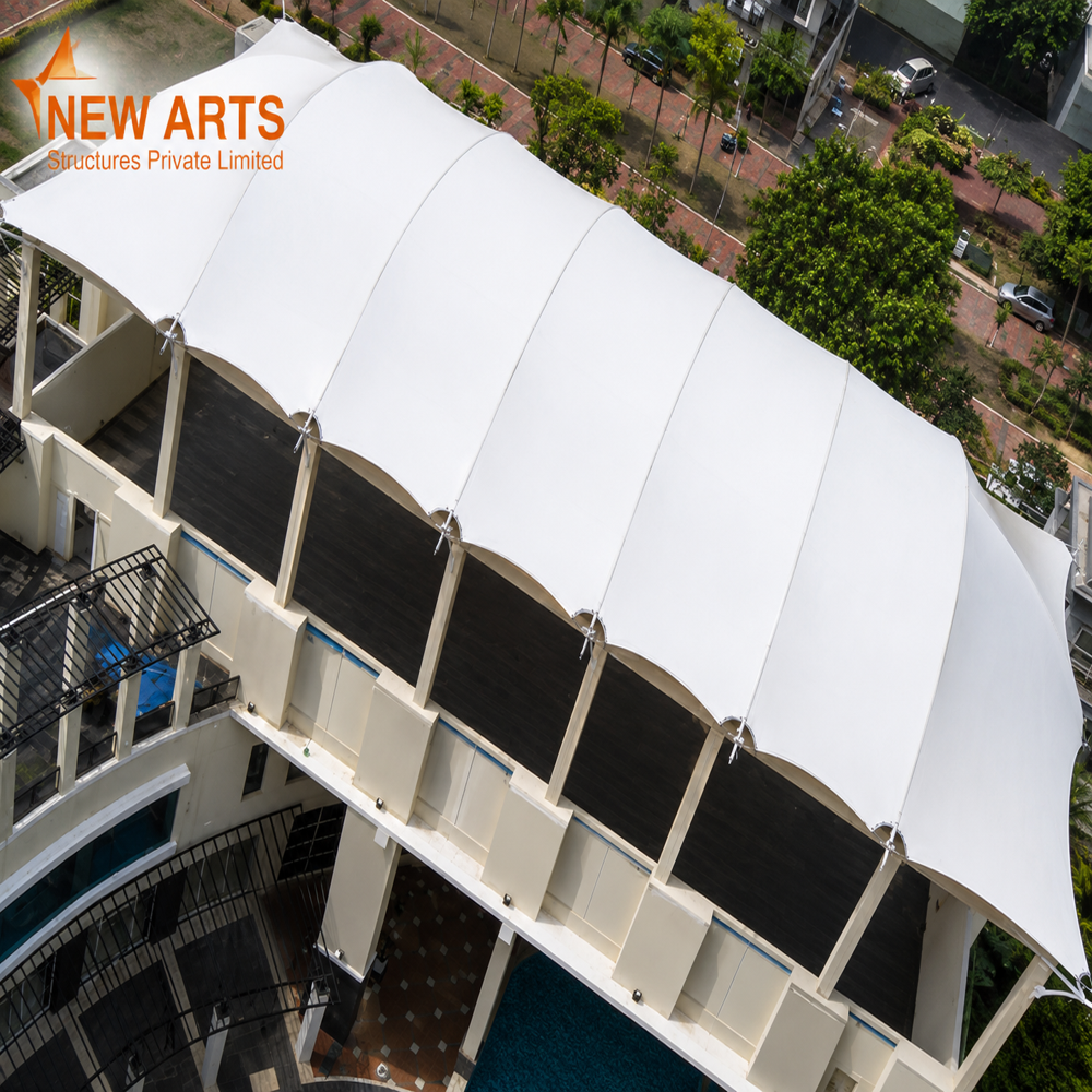 Outdoor Tensile Membrane Structure - Pvc White Pyramid Design | Waterproof, Heat Resistant, Easily Assembled, Modular Build